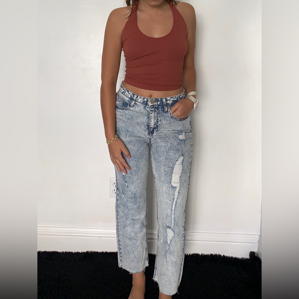 Indigo Rein Jeans with Urban Outfitters Halter Top